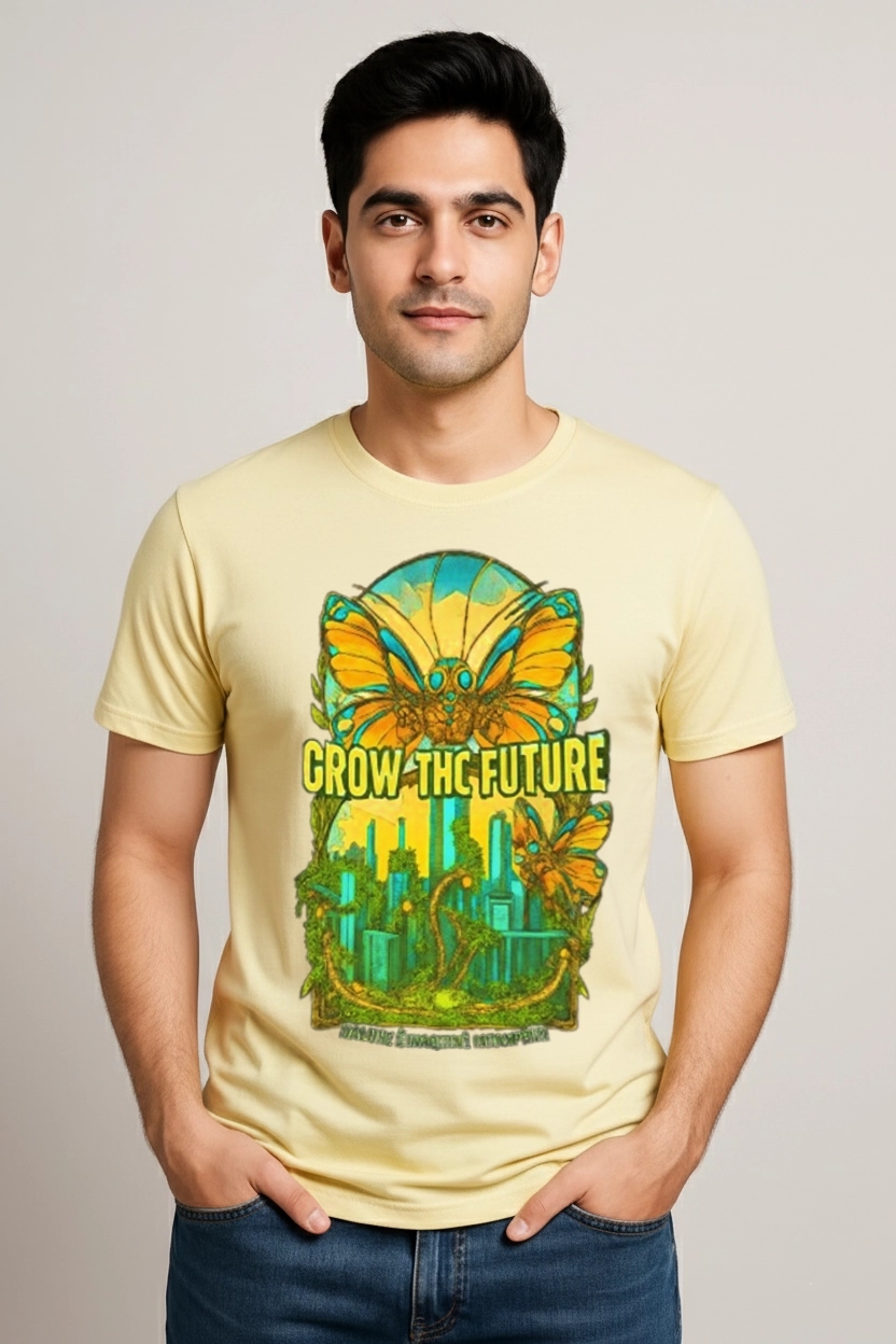 Eco-Futurist Butterfly Graphic T-Shirt | Urban Nature Series
