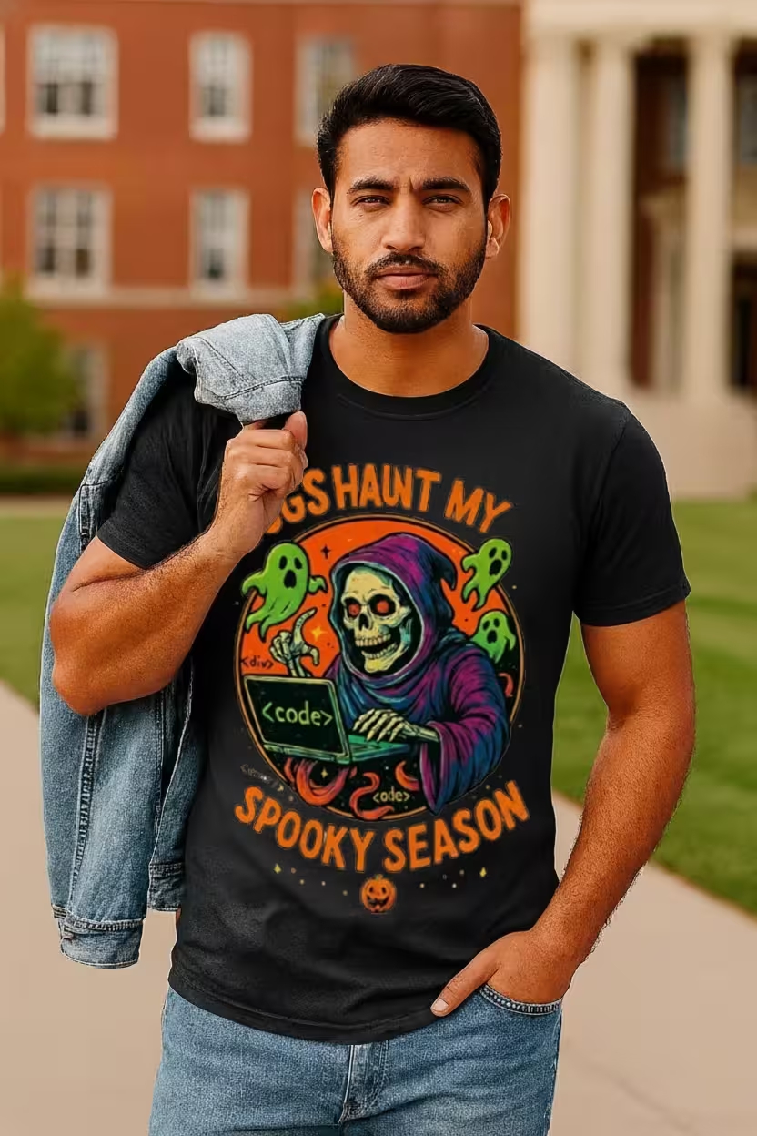 Coder's Curse: Spooky Season Bug Hunt Graphic T-Shirt